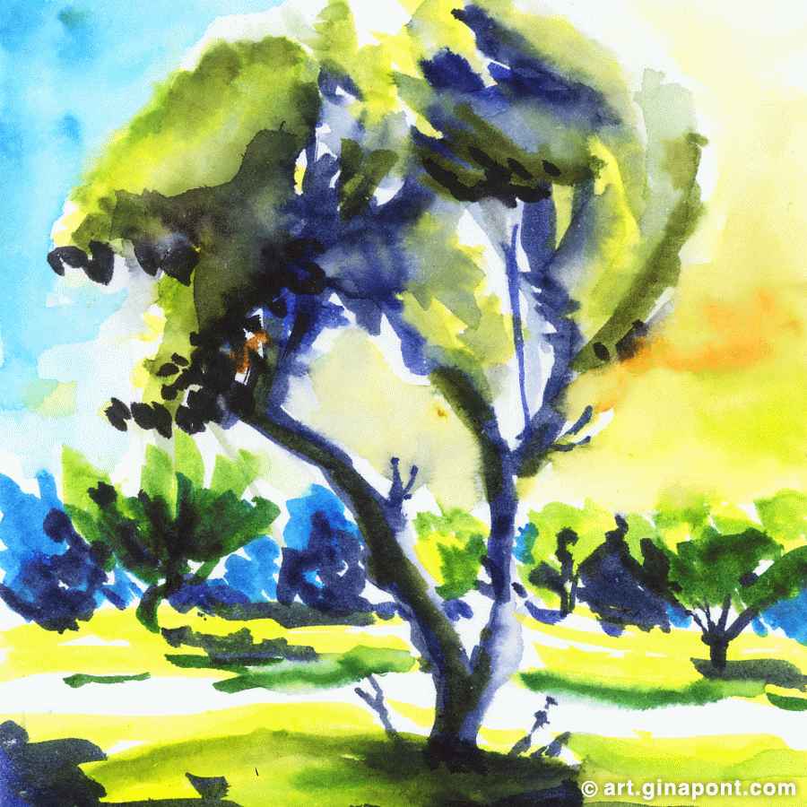 Testing watercolor markers Lyra Aqua Brush Duo on Strathmore mixed media paper. It shows different forest landscapes.