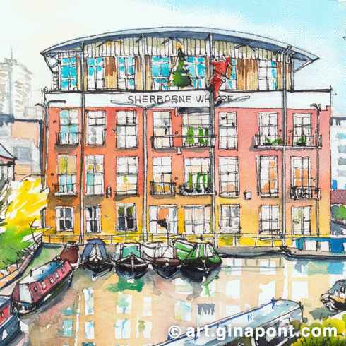 Orange commissioned me this custom Christmas card for her boyfriend, who is living in Sherborne Wharf. I also wrote personalized dedication and added Christmas elements.
