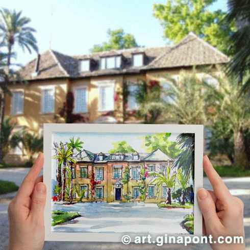 María Ángeles ordered a watercolor drawing of Casa de la Marquesa, where took place her wedding. Wishing the both of you all the happiness in the world!.