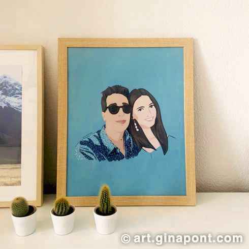 Marina and Oriol ordered digital art portraits, inspired by Jordi Labanda