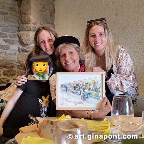 One of the owners of the family business Els Globus is retiring and to celebrate she was given this memorable drawing.