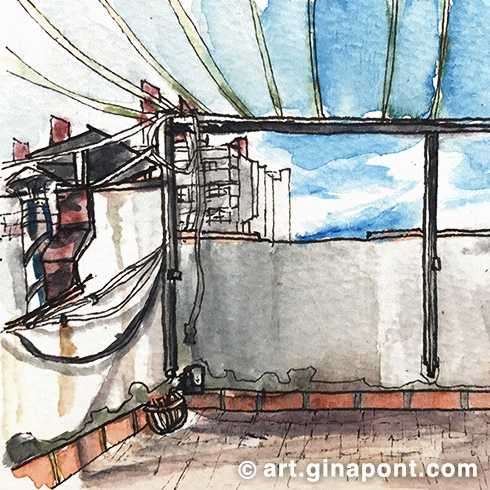 Quick sketch of a Gracia rooftop, Barcelona.