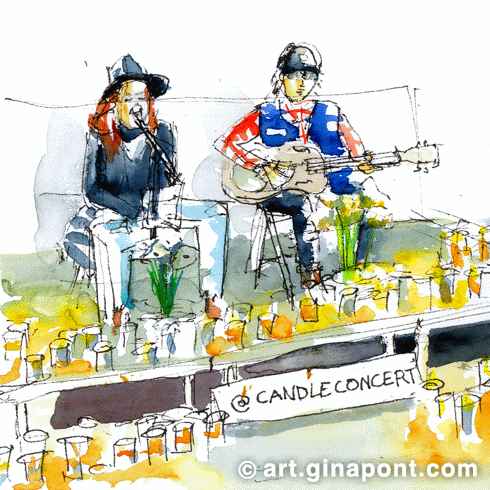 Vinokilo event: Live art of Rusty Brothers performance (Candle Concert) in Nau Bostik, Barcelona.