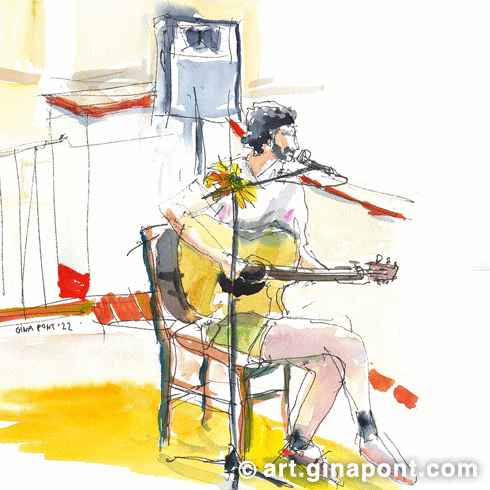 Terrat d'Or event: Live art of The Bird Yellow and Tixis performance, Barcelona.