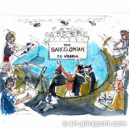 The Barcelonian project: Live art of rumba catalana with the following illustrators: Perico Pastor, Patossa, Pedro Strukelj, África Fanlo, Noemí Villamuza and Lluís Cadafalch.