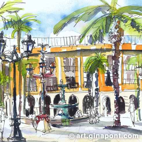 I was interviewed by the spanish TV for a catalan program about Urban Sketching. I also illustrated the Real Square in live.