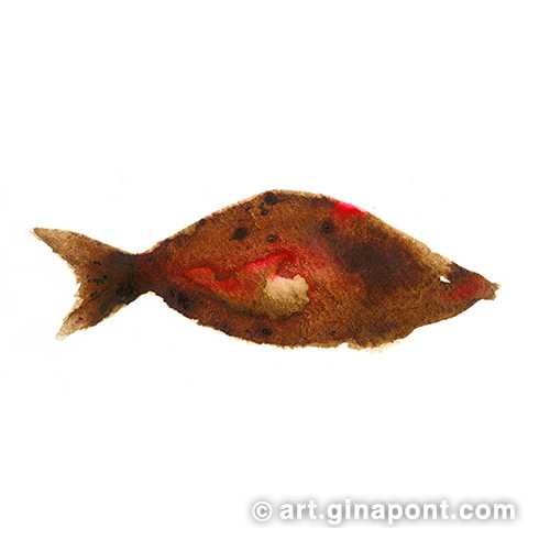 During the workshop I did on April 25 “Ink and water: aquatic creatures” we experimented with Daler Rowney acrylic inks. During the session, we drew a lot of fish and this was the result!