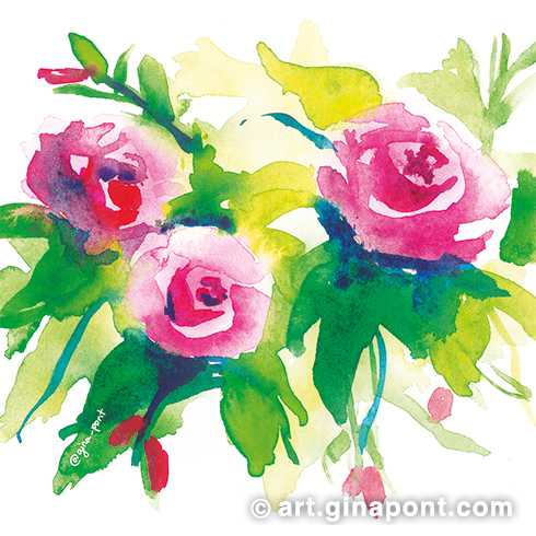 Postcard made in watercolor to congratulate the Diada de Sant Jordi.