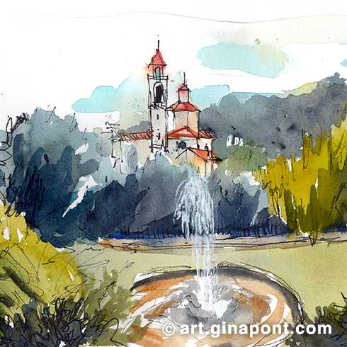 The urban sketcher Daniel Pagans and his partner, Allison, spend their summer vacation in Malgrat de Mar. Since I live in Vilassar de Dalt, we usually take advantage of these days to sketch different spots in the Maresme, and there are so many of them!